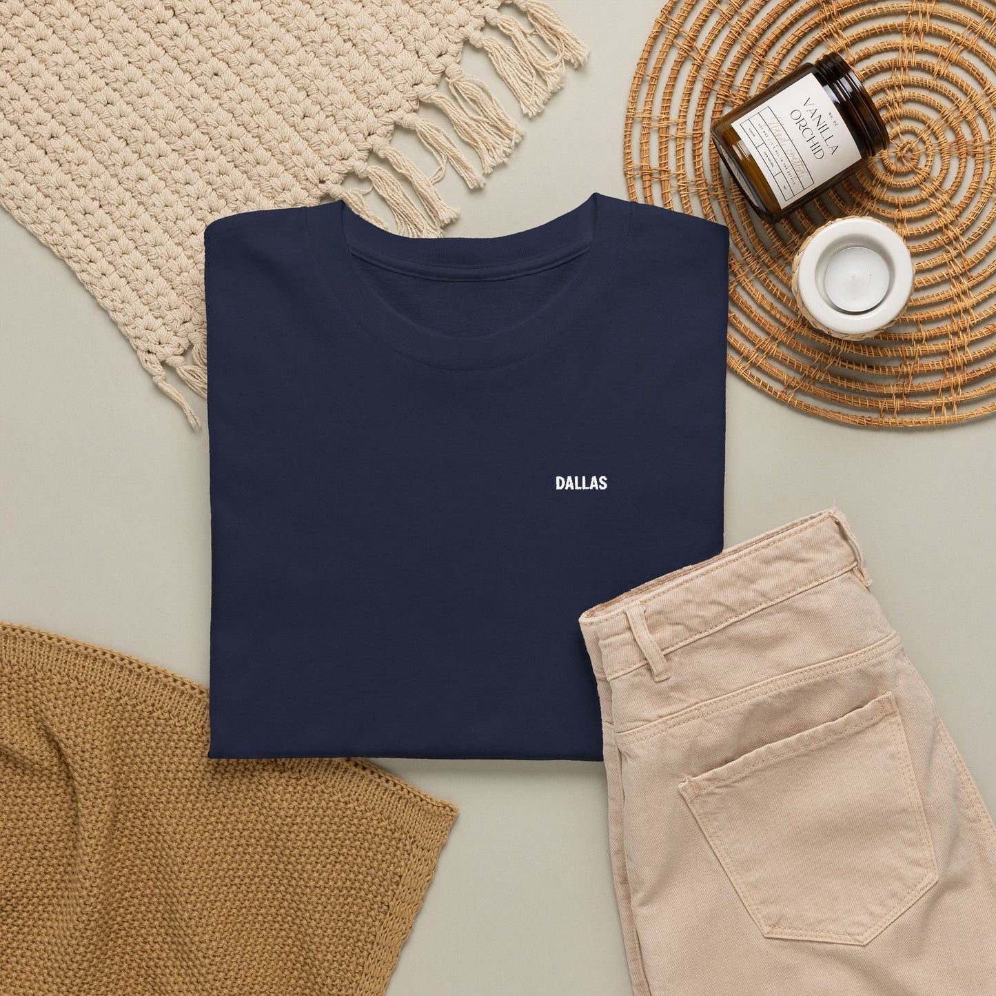 T-Shirt — Minimal 'SMILE' Chest Logo Tee, Small Script Graphic
