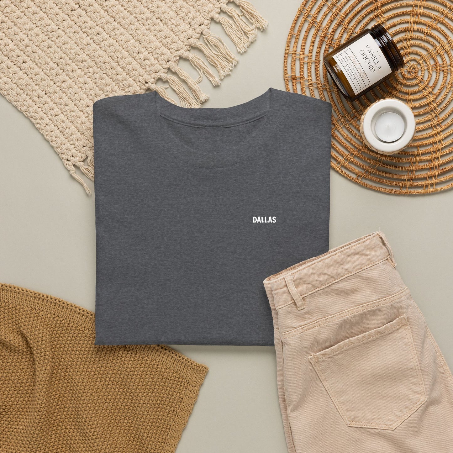 T-Shirt — Minimal 'SMILE' Chest Logo Tee, Small Script Graphic