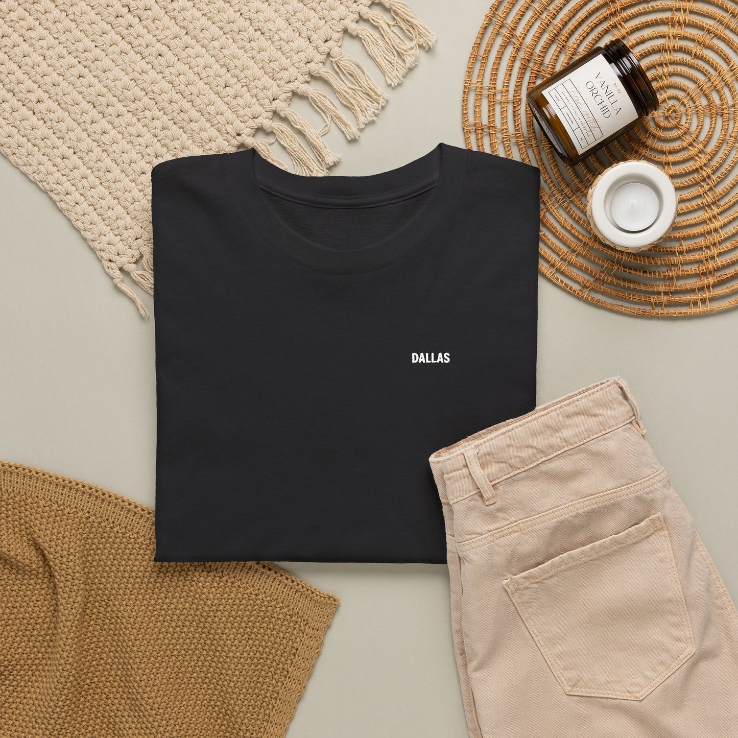 T-Shirt — Minimal 'SMILE' Chest Logo Tee, Small Script Graphic